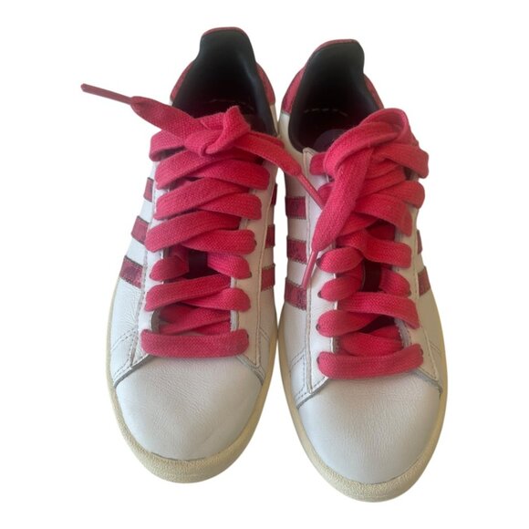 Adidas Campus Women's White pink red Leather shoes sneakers size US 5 Medium fit - Picture 1 of 14
